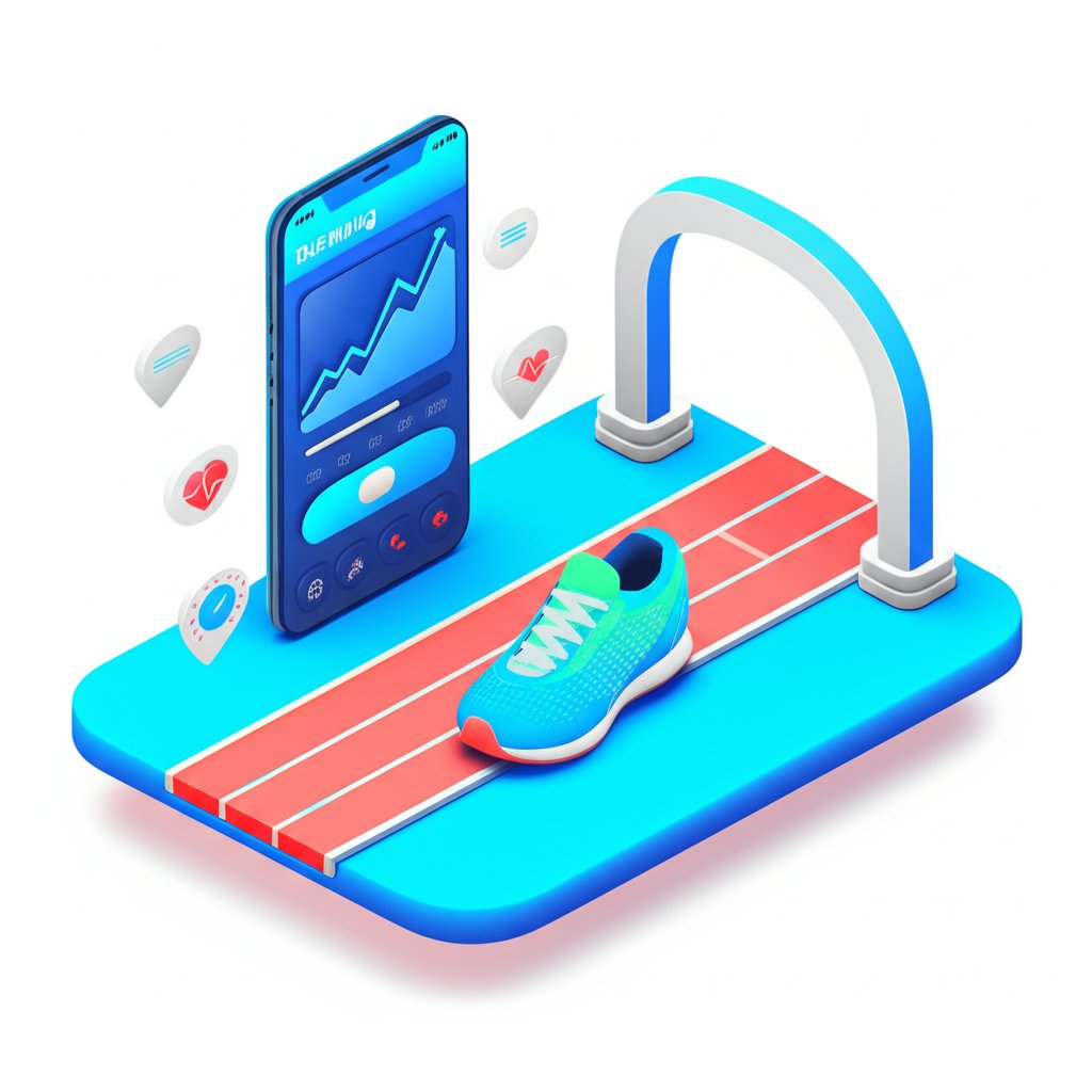 Screen displaying best running apps to track progress, distance, and goals.