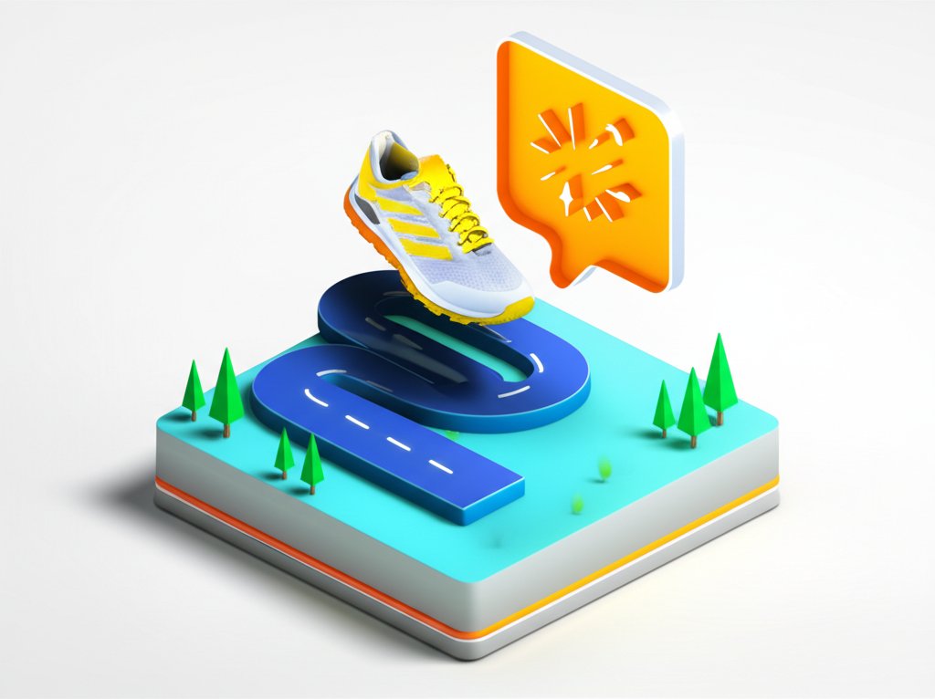 Runner smiles, empowered by motivational words, changing their run.