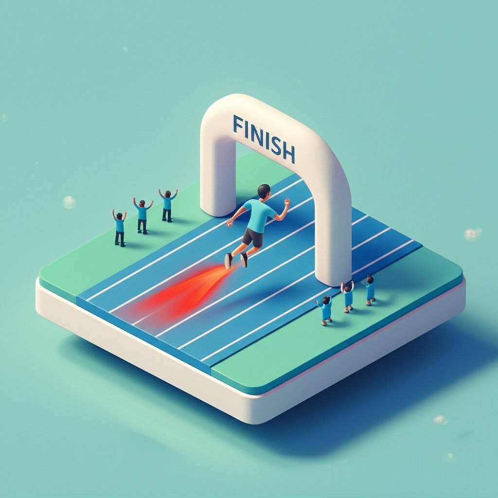 Inspirational marathon runner shows unyielding spirit conquering challenges.