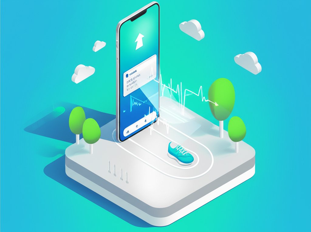 Mobile running pace app guides athlete's stride for improved performance.