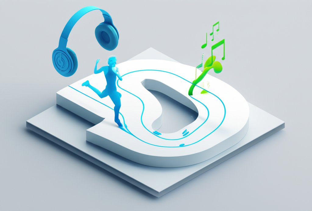 Runner focused, listening to music. The running playlist is your powerful, invisible pace setter.