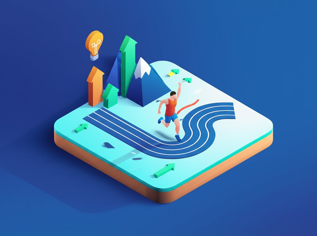 Inspirational marathon running quotes graphic with runner figures.