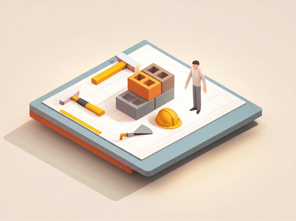 Blueprints, tools, and a foundation being built, symbolizing preparation and the will to begin.